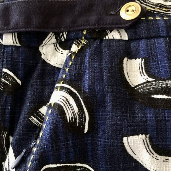 Anthropologie Cartonnier Charlie Brushstroke Ankle/Cropped Pants Navy - 12 - Picture 9 of 14